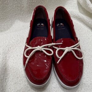 Cole Haan Women's Nantucket Camp Moc Red Patent Leather Boat Shoes Size 10B